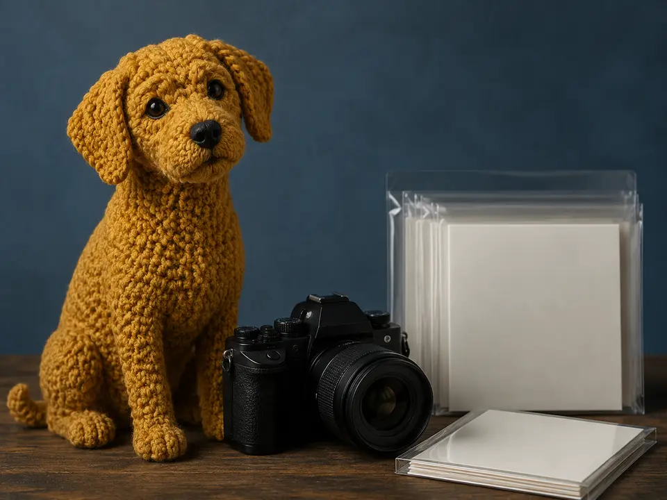 Упорядоченная папка фотографий вязаной игрушки